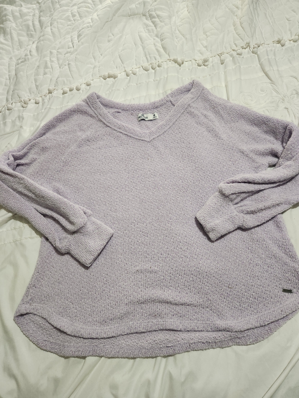Hollister Fuzzy Cozy Lavender V-Neck Sweater